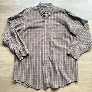 Carhartt Shirt Men XL Plaid Brown Rugged Workwear Heavy Cotton Vintage